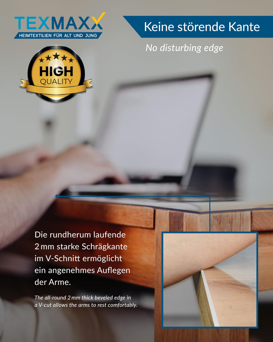 Tischfolie transparent 2 mm PVC mit abgeschrägten Kanten - Bild 5