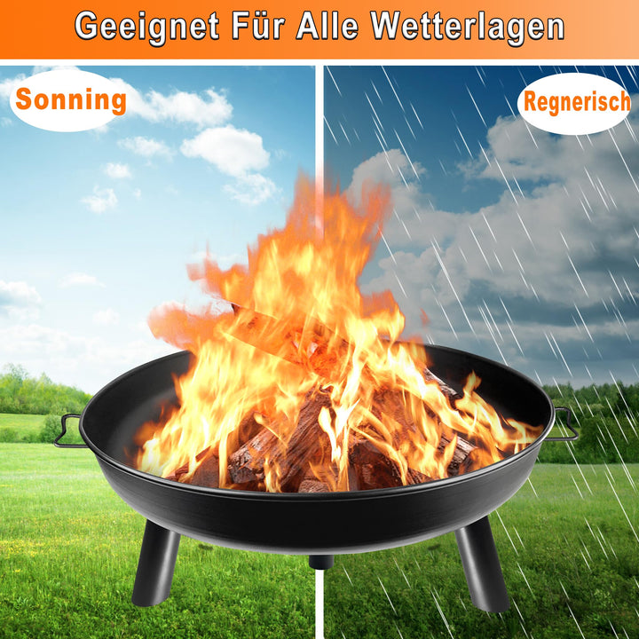 Feuerschale Stahl Ø 76 cm mit 3 Standbeinen für Garten und Terrasse - Bild 5
