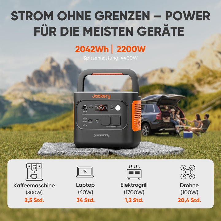 Powerstation 2042Wh LiFePO4 mit 200W Solarpanel 2200W AC-Ausgang - Bild 3