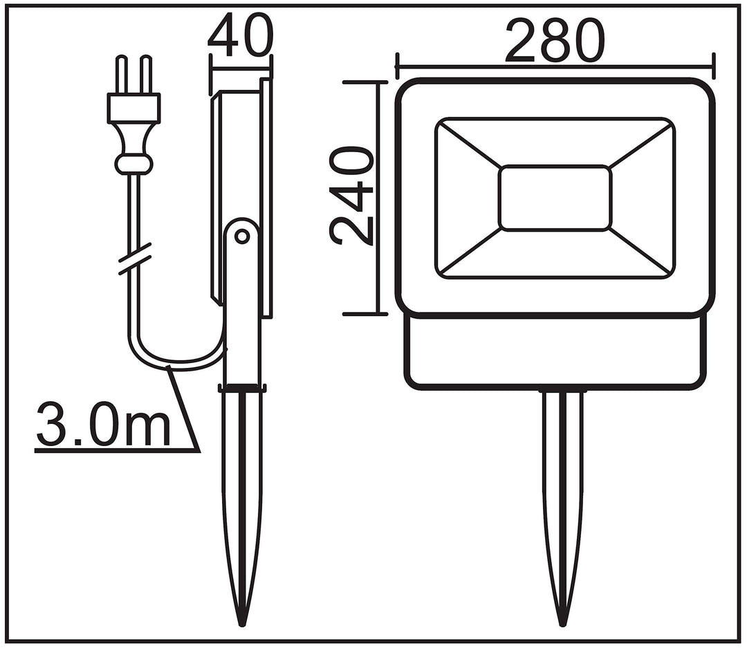 LED Gartenstrahler 100W IP65 8000lm 6000K Kaltweiß mit Erdspieß - Bild 3