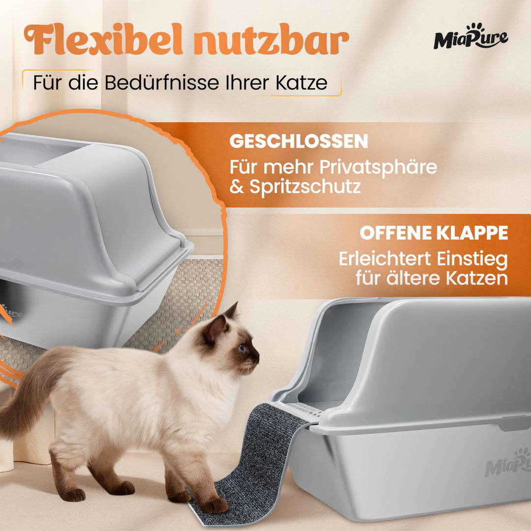 Katzentoilette Edelstahl XXL 60x40x30cm mit hohem Rand und Schaufel - Bild 4