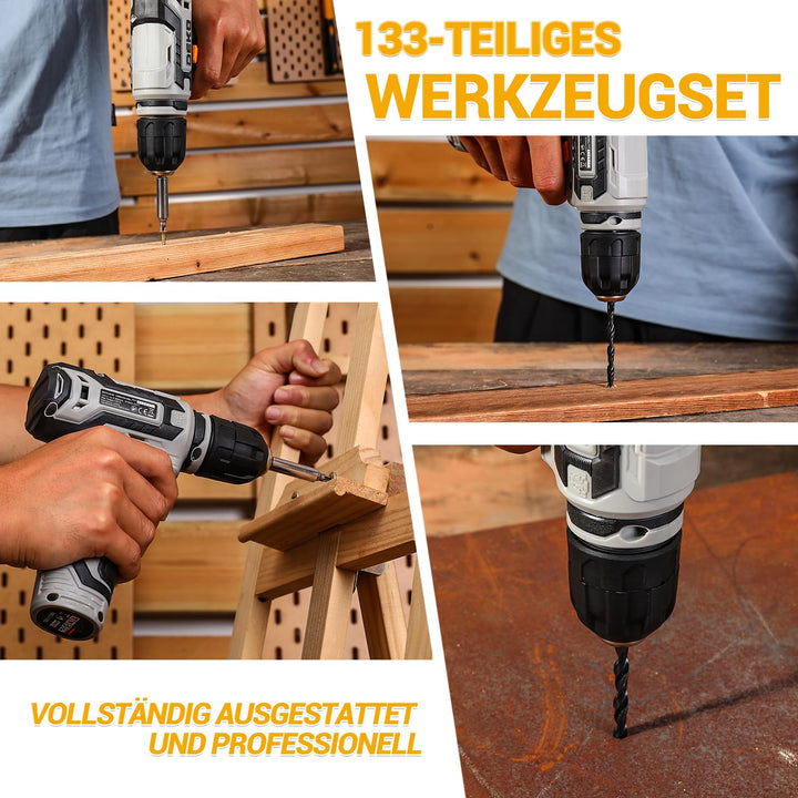 Werkzeugkoffer 133-teilig mit 12V Akkuschrauber für Heimwerker - Bild 6