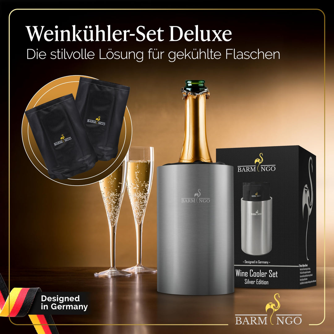 Weinkühler Edelstahl doppelwandig mit 2 Kühlmanschetten bis 6h - Bild 2