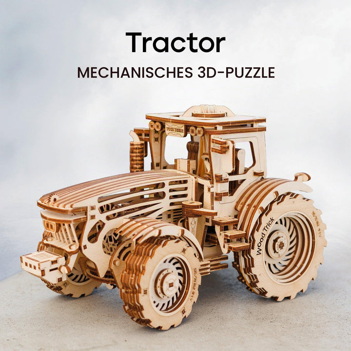 3D Holzpuzzle Traktor mechanisch 401 Teile mit Gummibandmotor - Bild 3