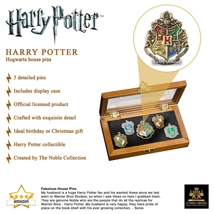 Harry Potter Hogwarts Hauspin-Set Glasvitrine 5-teilig Sammler - Bild 2