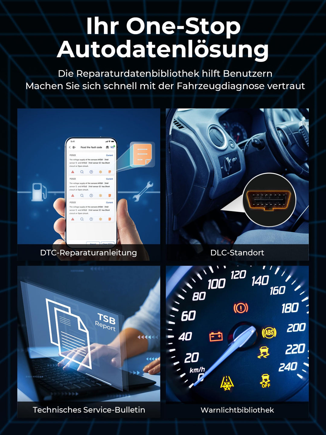 OBD2 Diagnosegerät Bluetooth für iOS &amp; Android 8+ Reset-Funktionen - Bild 3