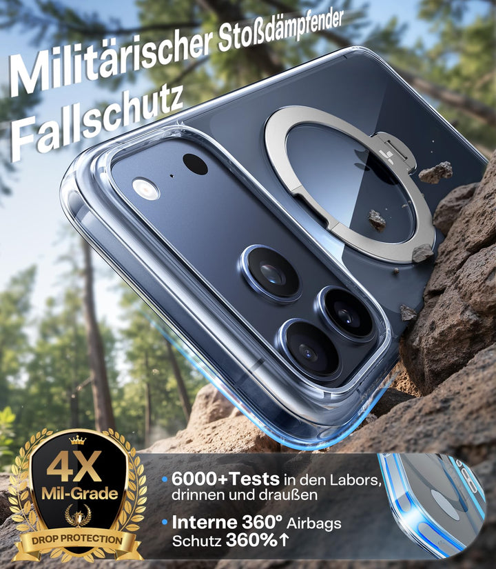 iPhone 17 Pro Hülle transparent mit 360° Ständer &amp; MagSafe - Bild 6
