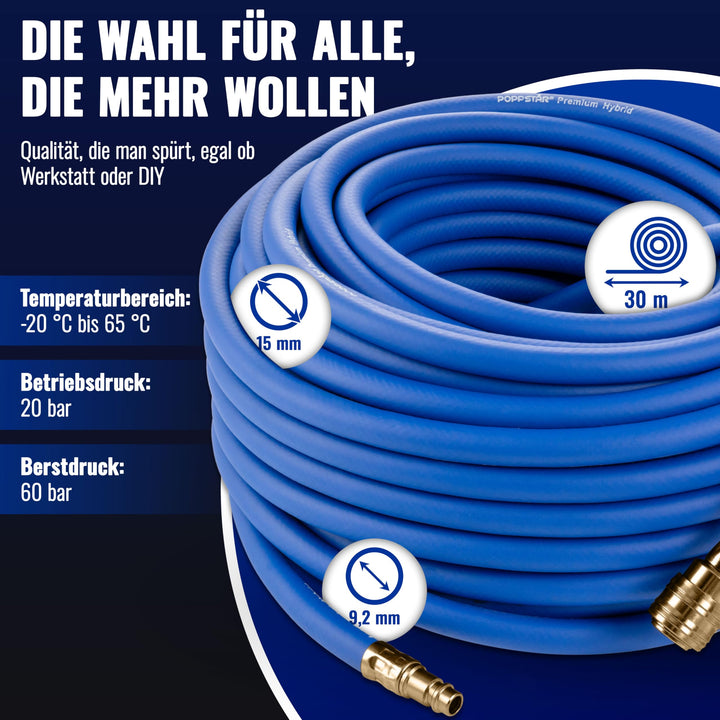 Druckluftschlauch 30m Hybrid-PVC 20 bar mit NW7,2 Schnellkupplung - Bild 2