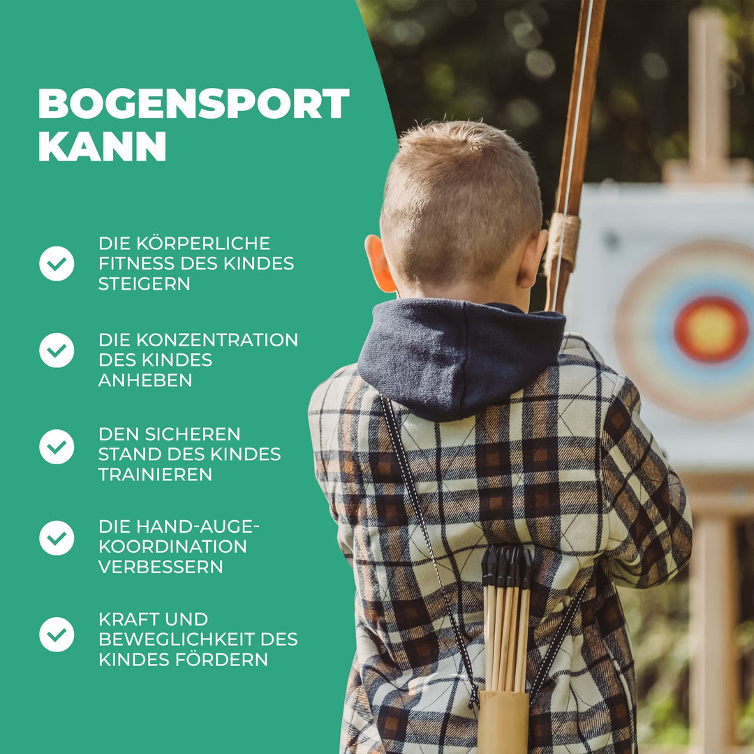 Pfeil und Bogen Set Kinder Bambus 85cm mit 15 Pfeilen und 4 Zielscheiben - Bild 3