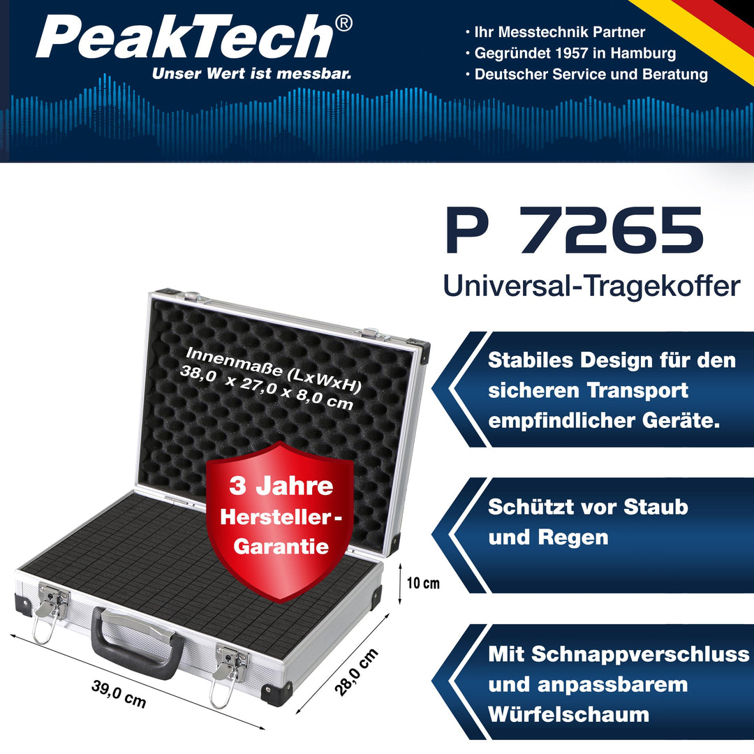 Universalkoffer Aluminium 39x28x10cm mit Würfelschaum für Messgeräte - Bild 2