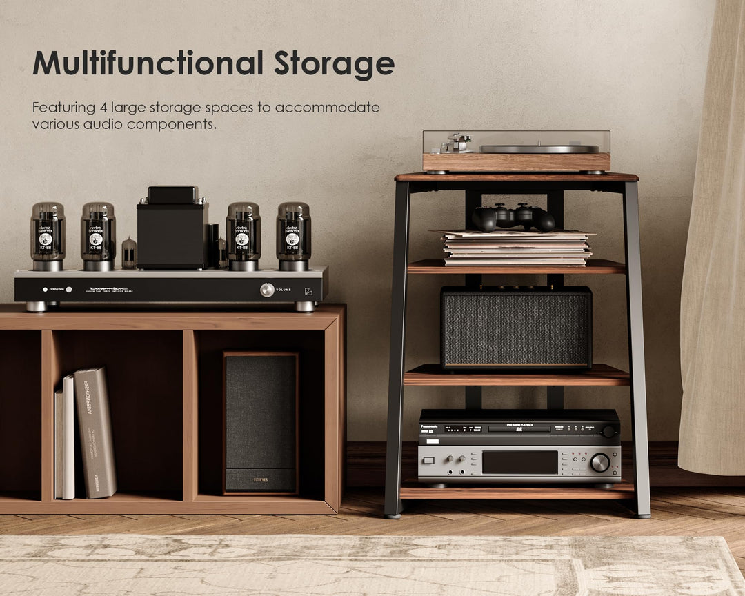 HiFi Rack Holz &amp; Stahl 4 Ablagen verstellbar 61x52x78 cm - Bild 4