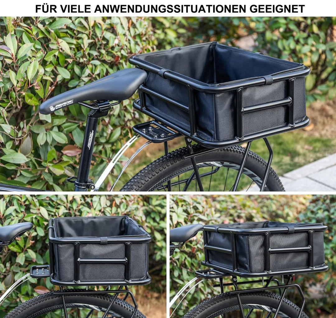 Fahrradkorb Hinten Stahl 30 kg Tragkraft mit Cargo-Netz und Liner - Bild 5