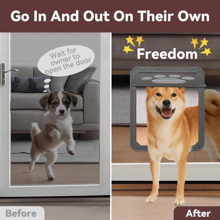 Haustierklappe Fliegengitter ABS mit Magnet abschliessbar fuer Hunde - Bild 5