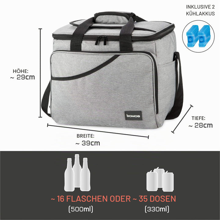 Kühltasche faltbar 25 Liter mit 2 Kühlakkus und Aussentasche - Bild 4