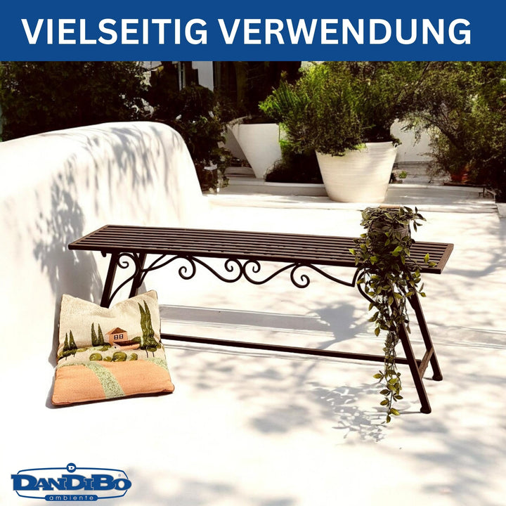 Gartenbank Metall Antik-Design ohne Rückenlehne 120 cm Vintage - Bild 7