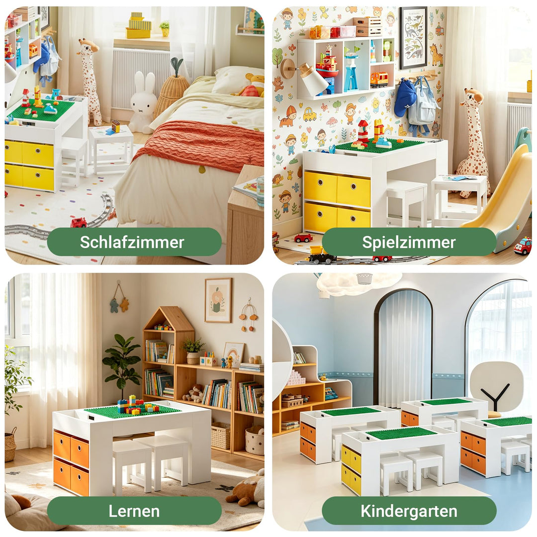 Kindersitzgruppe mit Stauraum MDF Tisch + 2 Stühle 87x50x50cm - Bild 5
