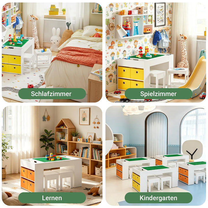 Kindersitzgruppe mit Stauraum MDF Tisch + 2 Stühle 87x50x50cm - Bild 5