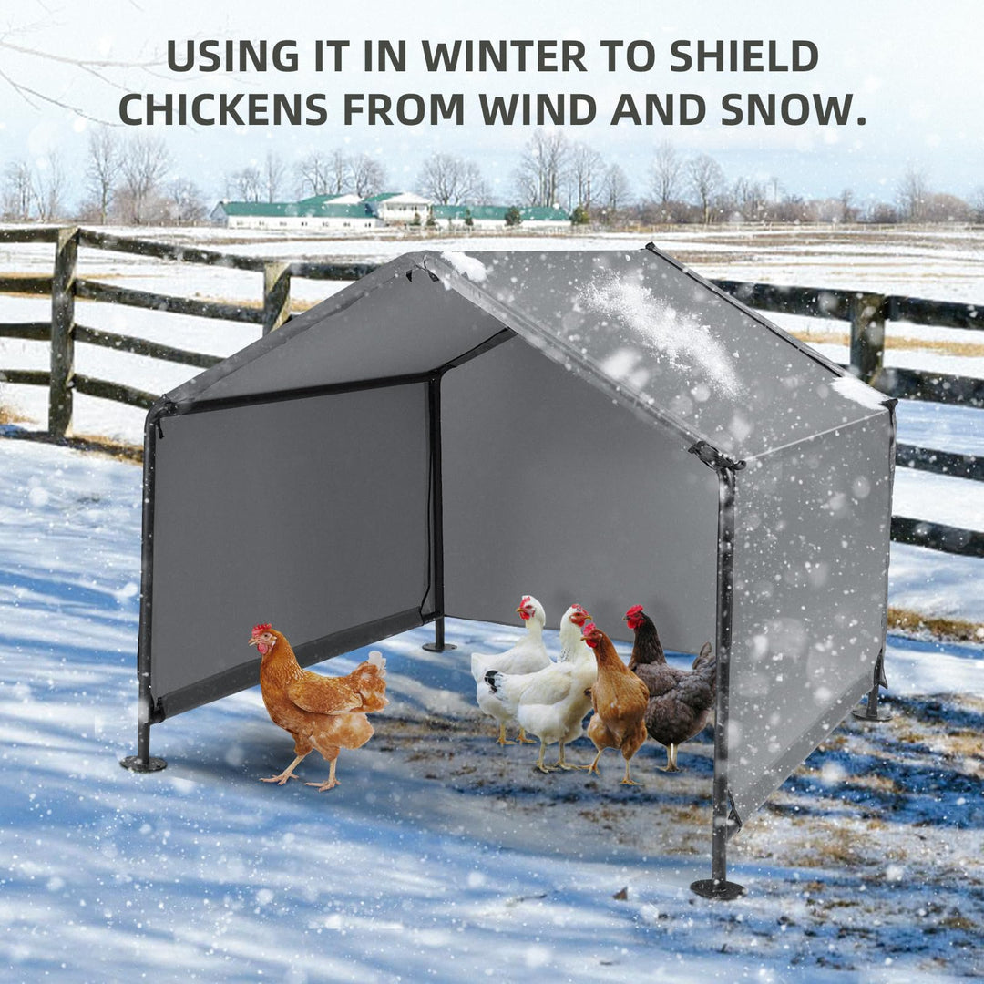 Hundehütte Outdoor 120x120x100cm Grau mit Sonnendach für grosse Hunde - Bild 6