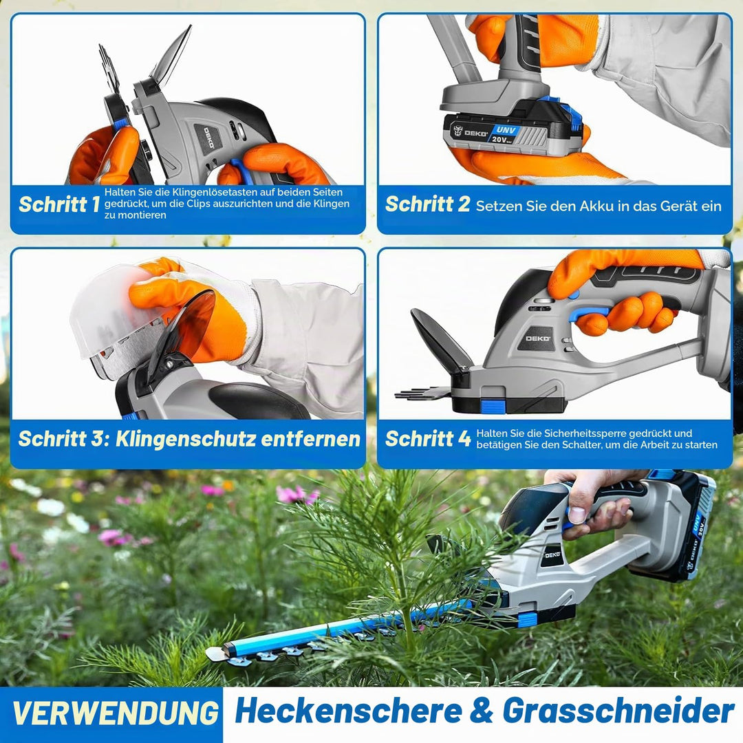 Akku-Heckenschere 2-in-1 20V mit Kurz- und Langklinge für Garten - Bild 7