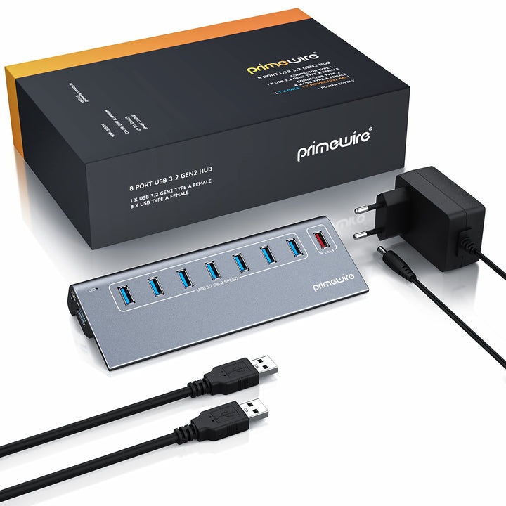 USB 3.2 Gen2 Hub 8-Port Aluminium 10 Gbit/s mit Netzteil - Bild 7