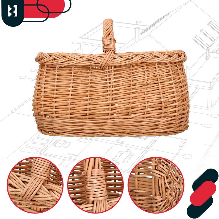 Henkelkorb Weidengeflecht Natur 43x29x22 cm für Einkauf und Picknick - Bild 5