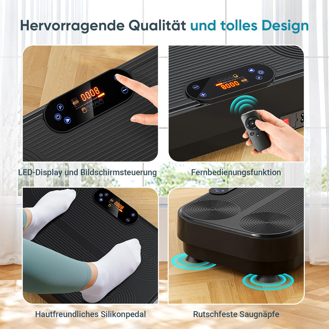 Vibrationsplatte 99 Stufen mit 5 Programmen &amp; 4 Fitnessbänder - Bild 5