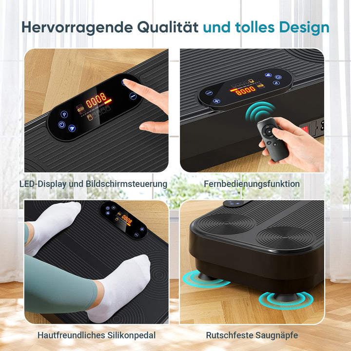 Vibrationsplatte 99 Stufen mit 5 Programmen &amp; 4 Fitnessbänder - Bild 5