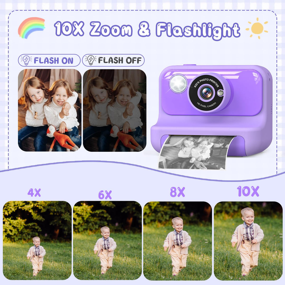 Sofortbildkamera Kinder 1080P mit Druckfunktion 2,4 Zoll lila - Bild 6