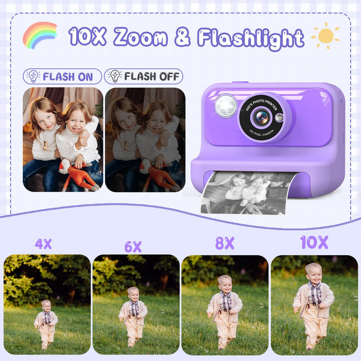 Sofortbildkamera Kinder 1080P mit Druckfunktion 2,4 Zoll lila - Bild 6