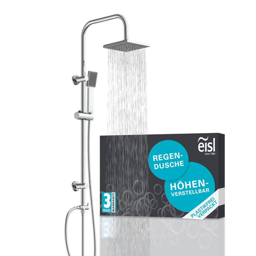 Duschset 2-in-1 Regendusche mit Handbrause ohne Armatur nachrüstbar Chrom