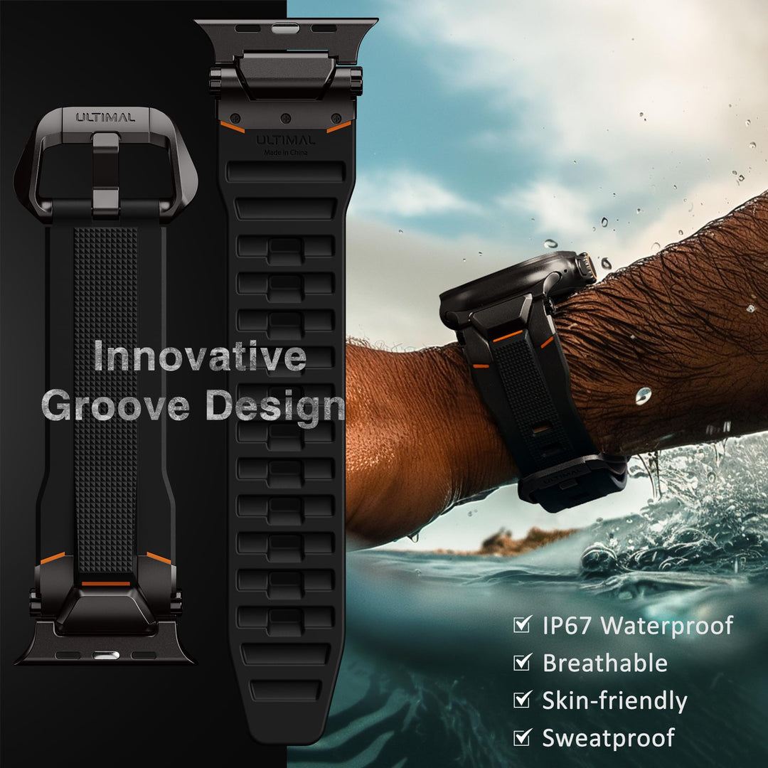 Apple Watch Armband Tactical TPU Herren 45/44/49mm Schwarz - Bild 4