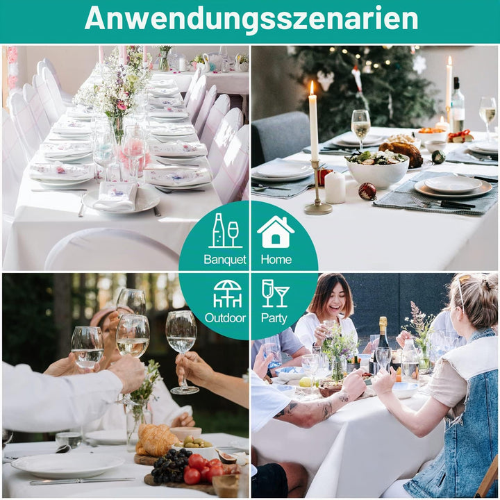 Tischdecke Weiss 152x260 cm Polyester 6er-Pack Rechteckig - Bild 5