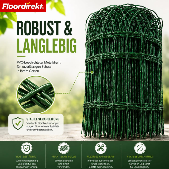 Beetzaun Metall PVC-ummantelt Grün 65 cm x 25 m Ziergeflecht - Bild 7