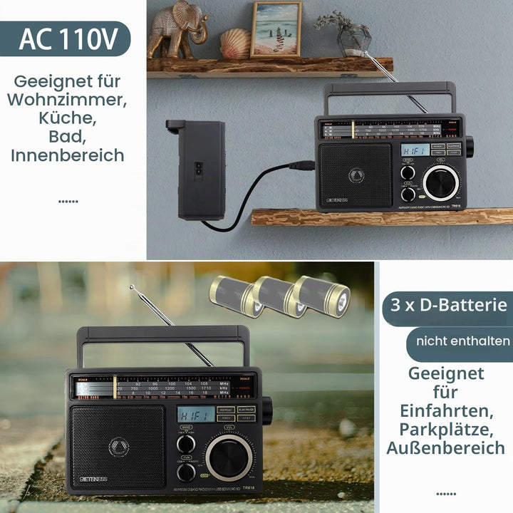 Tragbares Retro-Radio AM/FM/SW mit USB, TF-Karte und Lautsprecher - Bild 6