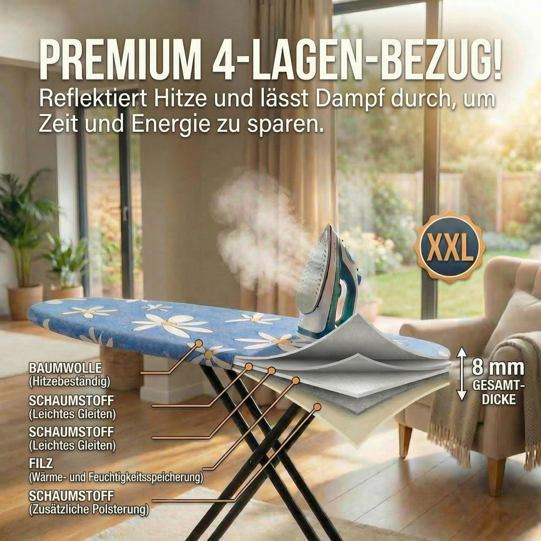 Bügelbrett XXL 130x48 cm höhenverstellbar für Dampfbügelstation - Bild 5