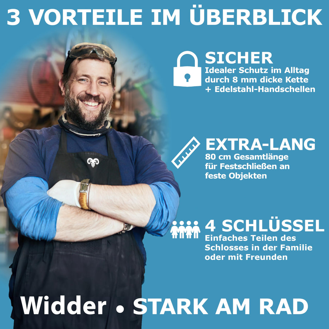 Handschellenschloss Karbonstahl 80cm mit Tasche fuer E-Scooter - Bild 7