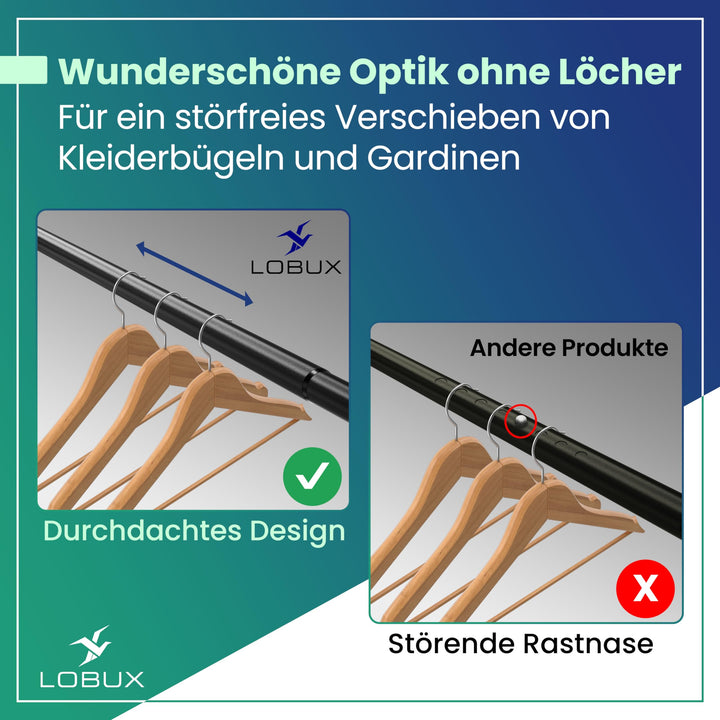Teleskopstange ohne Bohren schwarz 110–250 cm Ø 32 mm Karbonstahl - Bild 4