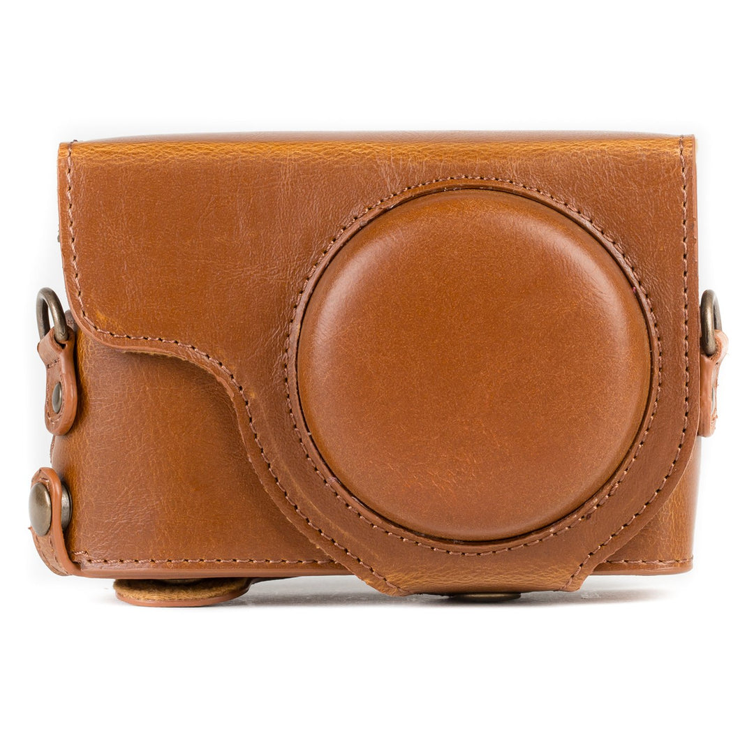 Kamera-Ledertasche für Panasonic Lumix DC-TZ95 / DC-TZ90 Hellbraun - Bild 2