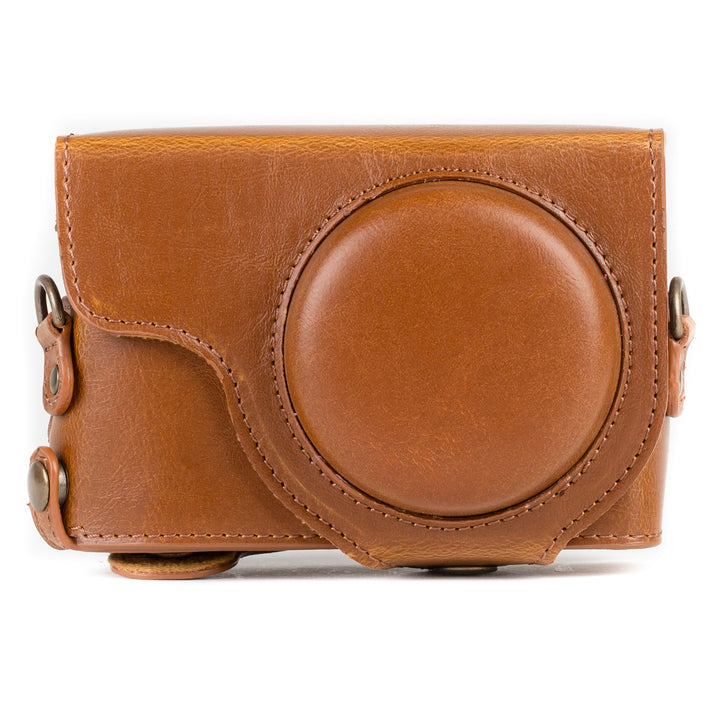 Kamera-Ledertasche für Panasonic Lumix DC-TZ95 / DC-TZ90 Hellbraun - Bild 2