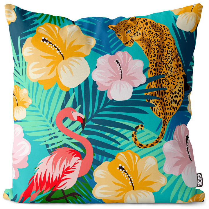 Kissenbezug Outdoor Flamingo Leopard Hibiskus wasserabweisend 60x60 cm