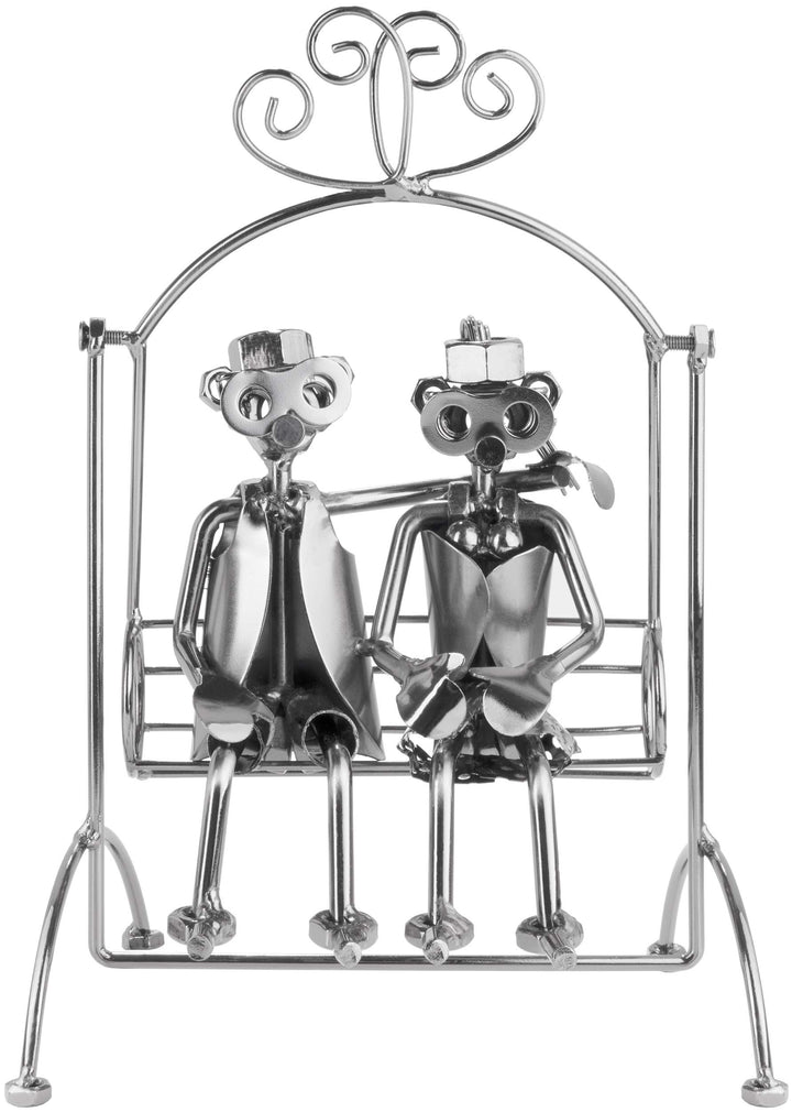 Schraubenmännchen Liebespaar auf Schaukel Metallfigur Handarbeit - Bild 3