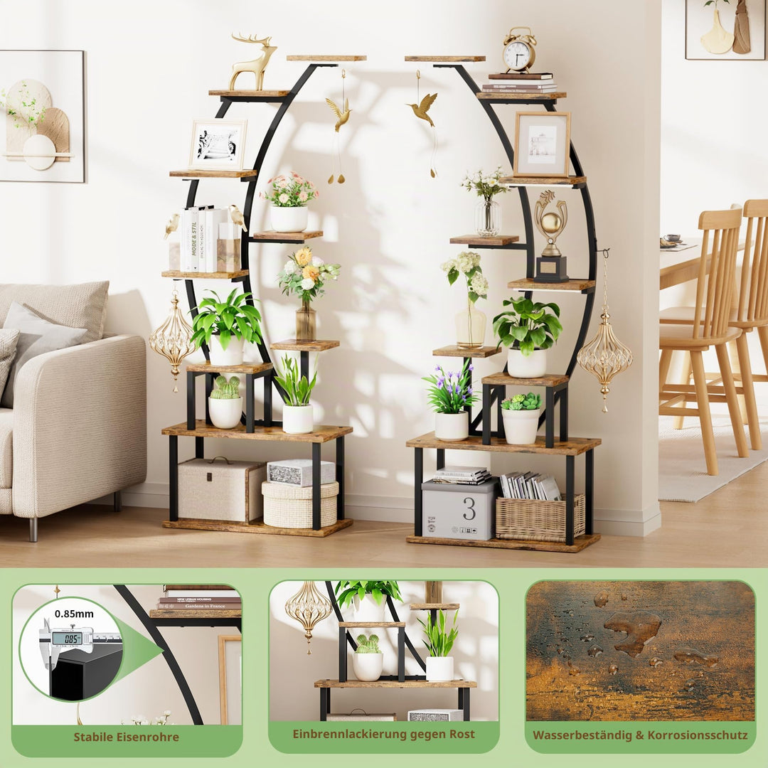Pflanzenregal mit Wachstumslampe 9 Etagen Metall 162 cm, 2er-Set