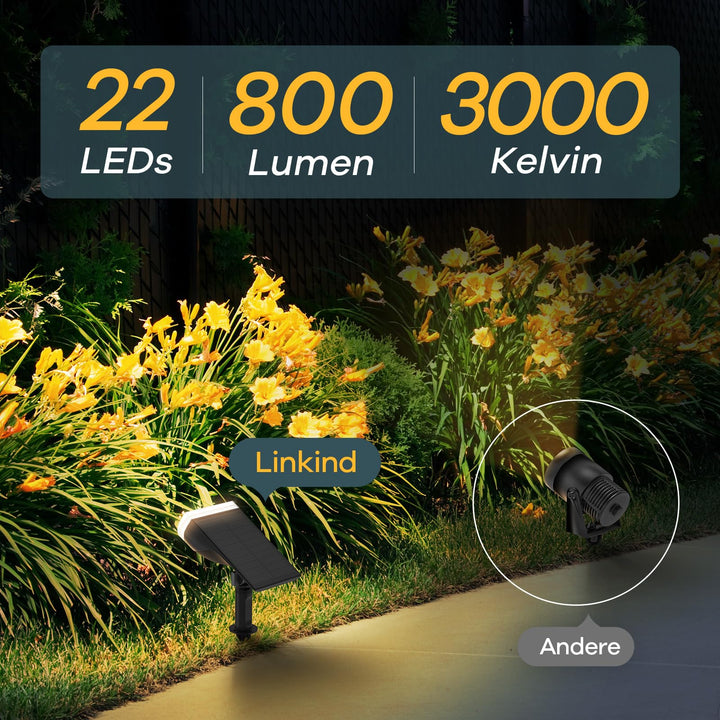 Solar Gartenleuchte 800lm Warmweiss 22 LEDs IP65 4er Set - Bild 2