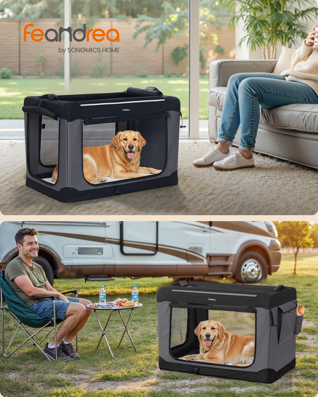 Faltbare Hundebox XL Oxford-Gewebe 91x64cm für grosse Hunde - Bild 2