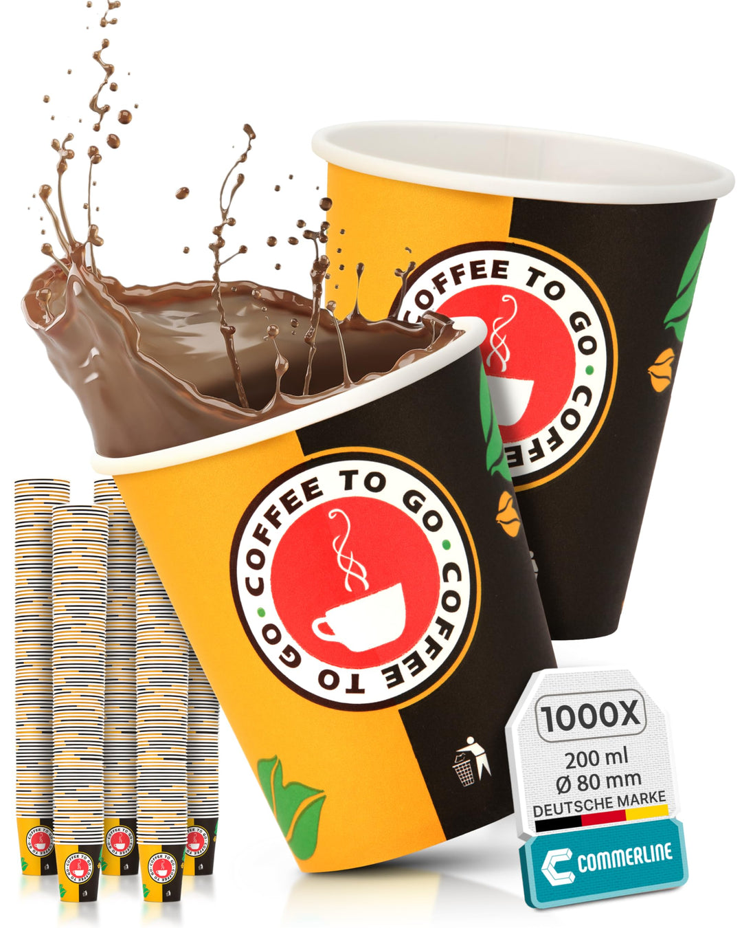 Pappbecher 200 ml 1000 Stück für Kaffee und Tee to Go