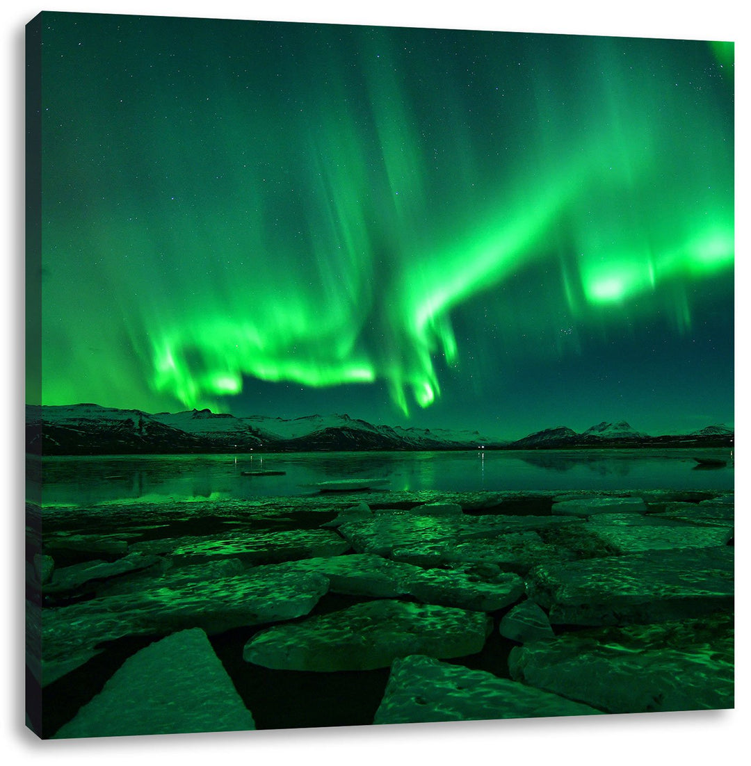 Leinwandbild Polarlicht Himmel quadratisch 70x70 cm fertig bespannt