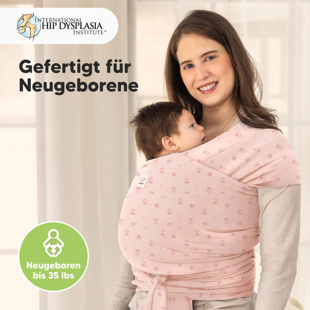 Babytrage ab Geburt elastisches Tragetuch Pink Daisies für Neugeborene - Bild 2