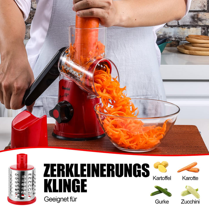 Trommelreibe mit Kurbel Edelstahlklingen für Käse und Gemüse - Bild 4