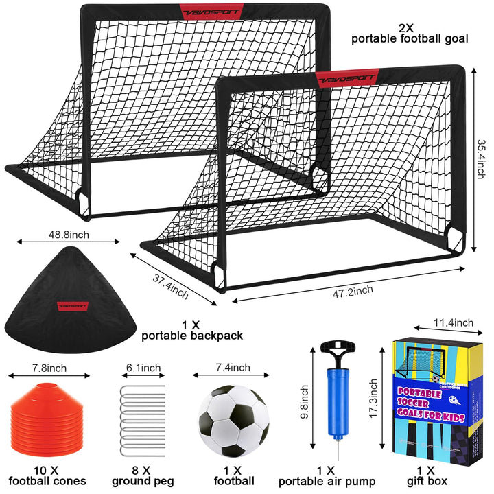 Fussballtor Set Pop-Up 2er faltbar 1,2x0,9m mit Ball Hütchen Pumpe - Bild 2