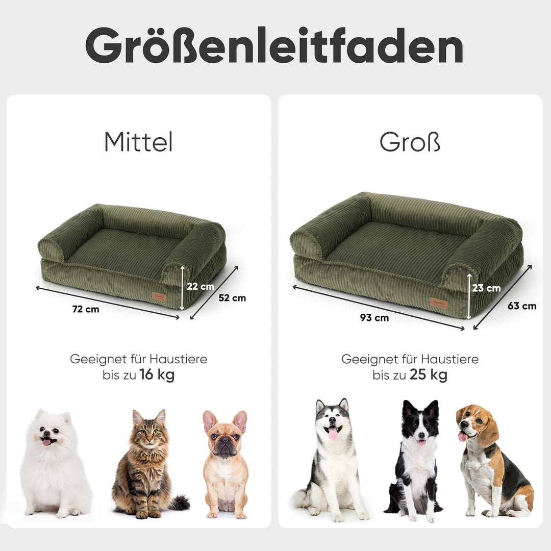 Katzensofa Cord waschbar mit Armlehnen 72x52x22 cm Grün - Bild 5